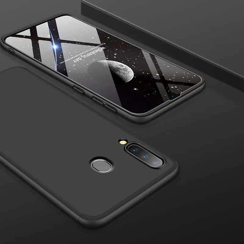 Для samsung Galaxy A40S чехол A40S 360 градусов полный чехол матовый чехол для samsung Galaxy A40S крышка со стеклянной защитой - Цвет: Black
