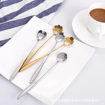 

1PC Tableware Flower Shape Sugar Stainless Steel Silver Tea Coffee Spoon Teaspoons Ice Cream Flatware Kitchen Tools