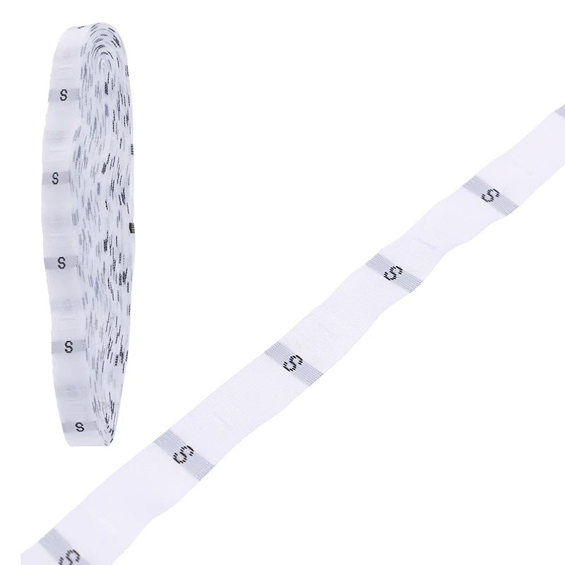 B 1 Roll(about 500PCs) Size Labels Garment Clothing Woven Tags XS-4XL White Black 30mmx 12mm - Цвет: B