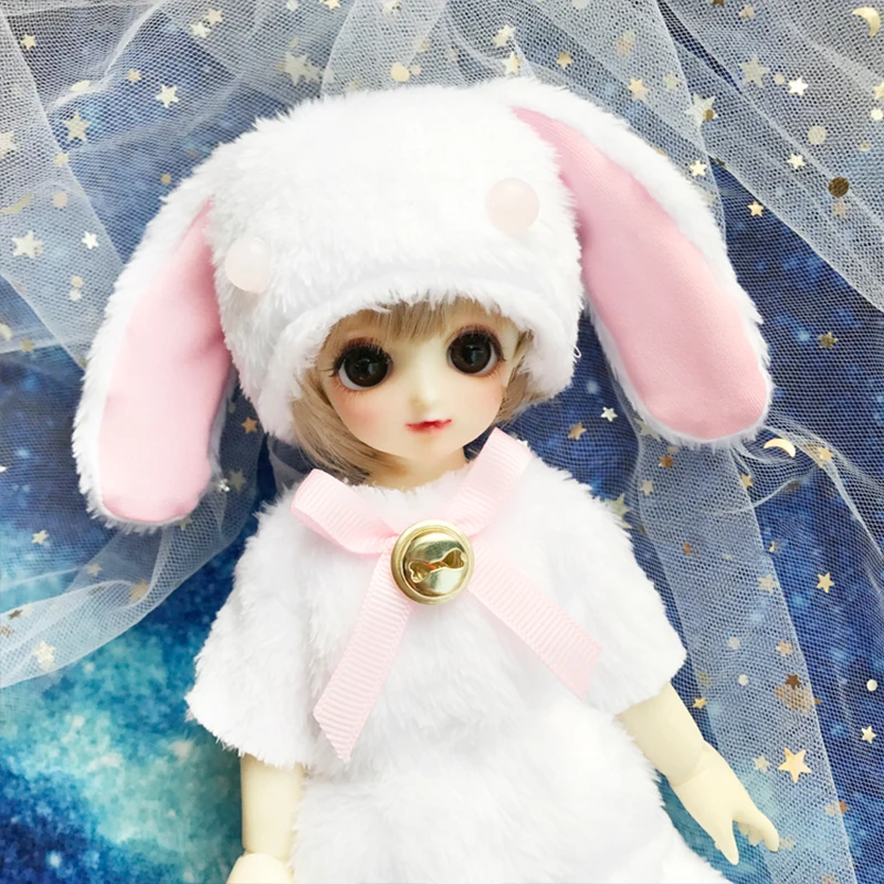 BJD для мамы дочки одежда костюмы сокращает-Ушастый Кролик плюшевая одежда для 1/4 1/6 1/8 BJD кукла аксессуары для кукольной одежды свободного покроя одежда+ шляпа