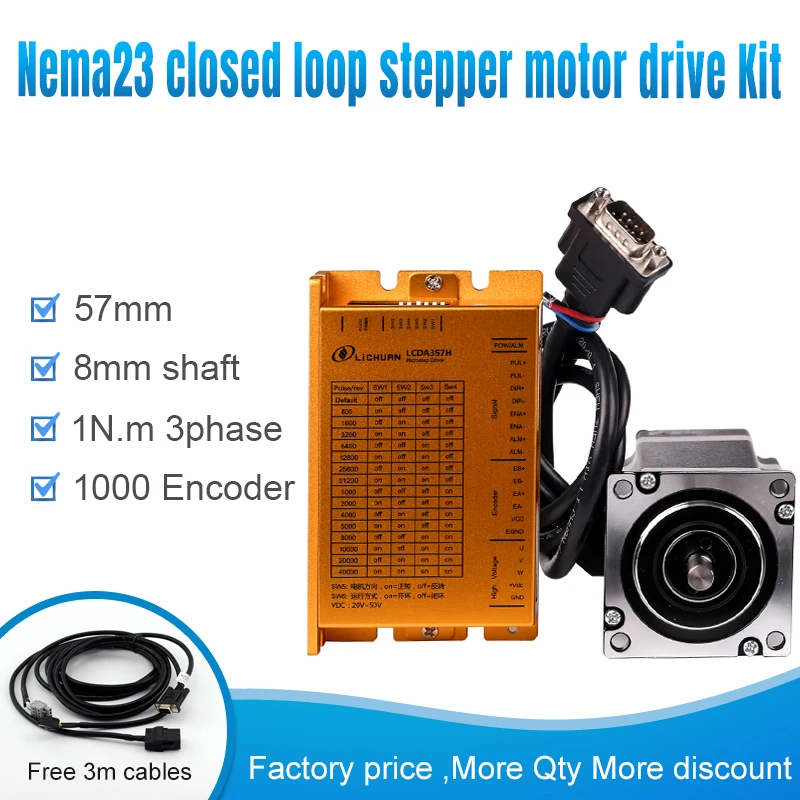 

Nema 23 Stepper Motor Driver 1nm Servo Motor LC57H355+LCDA357H Closed-loop step motor 1NM 57 Hybrid closed loop 3-phase for CNC