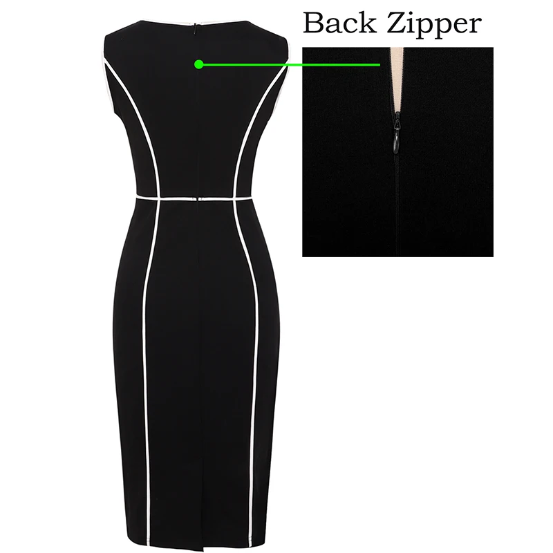 Vfemage Womens Autumn Elegant Colorblock Patchwork Contrast Slim Fit Casual Work Business Office Party Bodycon Pencil Dress 367