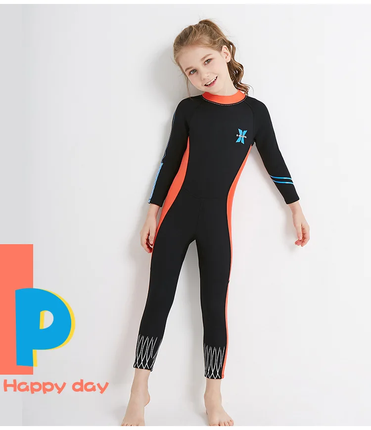 Гидрокостюм для детей, неопреновый гидрокостюм для мальчиков и девочек, 2,5 мм, Детский Гидрокостюм, сохраняющий тепло, с защитой от ультрафиолетового излучения, детский купальный костюм с длинными рукавами
