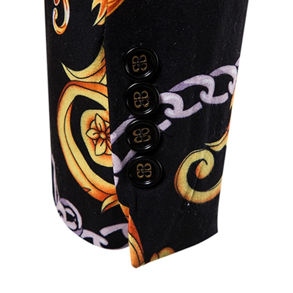 Men Blazers Gold Silver Floral Pattern Jackets Slim Fit Male Suit Jacket Wedding Banquet Party Prom Stage Costume 9.27