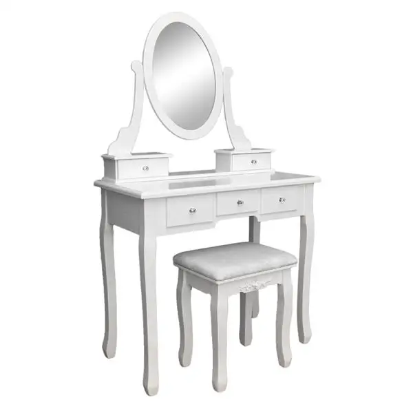 

Makeup Table 360 Degree Rotation Single Mirror 5 Drawers Dressing Table Black Women Make Up Desk With Storage Box