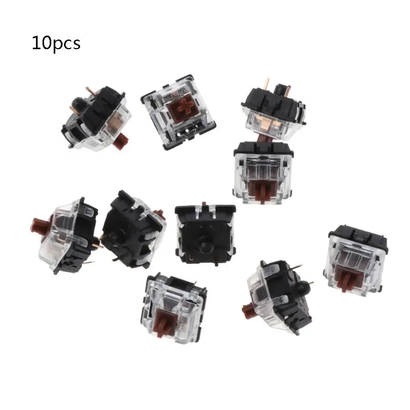 Brown Tactile 10Pcs Mechanical Keyboard Gateron MX 3 Pin Black Switch Transparent Case - Цвет: Brown Tactile