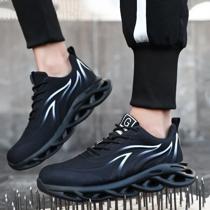 

Men Anti-Stab Work Boots Safety Steel Toe Cap Shoes Sneakers Workwear Hiker Indestructible For Woodworking Welding Cutting