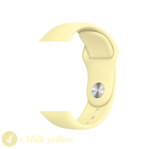 4- Milk Yellow Ремешок для Apple Watch 44 мм 40 мм iWatch 4 ремешок 38 мм 42 мм спортивный силиконовый ремень браслет correa Apple watch 5 4 3 2 аксессуары - Цвет ремешка: 4- Milk Yellow