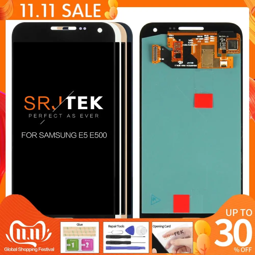 ЖК дисплей AMOLED 5 дюймов для SAMSUNG Galaxy E5 E500 E500M E500F E500H с сенсорным экраном и