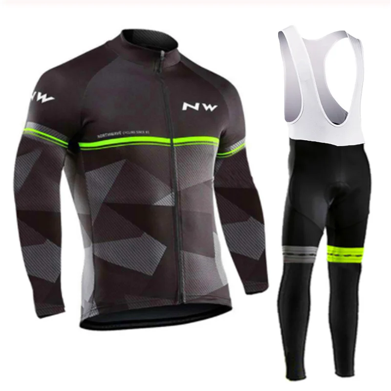 Long pants suit Весна и осень команда длинный рукав езда Джерси Костюм Ciclismo дышащая гоночная Одежда MTB велосипед 9D гелевая накладка - Цвет: Long pants suit