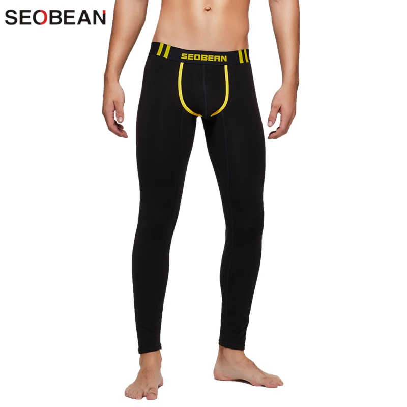 SEOBEAN Mens Thermal Underwear For Men Winter Long Johns Plus Velvet Warm Pants Slim Fit Long Johns Male Leggings
