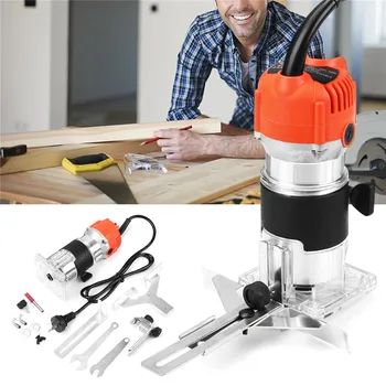 

Wood Electric Hand Trimmer 220V 800W 30000r/min Collet 6.35mm AU Plug Corded Wood Laminator Router Joiners Aluminum Power Tools