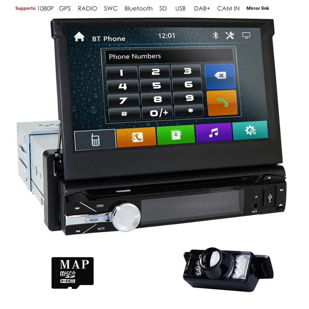  1 Din Car DVD GPS Navigation player to Old car models Radio Music Bluetooth Rear View Camera SD USB