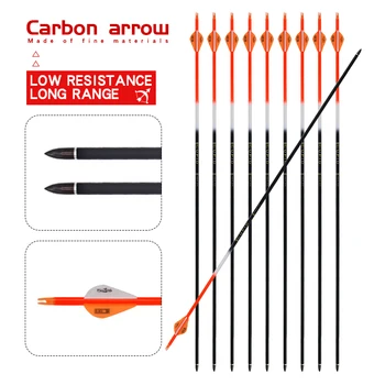 

6/12/24pcs 32inch Carbon Arrow Spine 500/600 Professional Archery Accessories for Recurve/Compound Bow Hunting Shooting Target