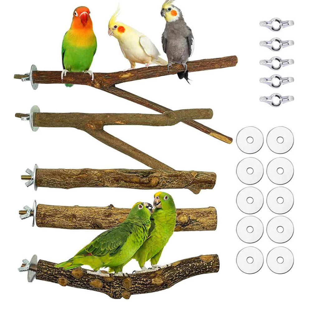 Juego de 5 uds de para mascotas, palo de pie para loros, cacatúa, periquito, perchas, mordedura, garra, juguete de molienda, accesorios para jaulas de pájaros|Juguetes para pájaros| - AliExpress