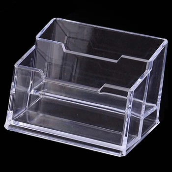 

High Quality Useful Double Display Stand Acrylic Plastic New Clear Desktop Business Card Holder Desk Shelf Box