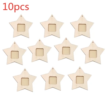 10PCS Wooden Mini Star Household DIY Simplicity Photo Frame Small Home Wedding Cute Christmas Hanging Decoration 1