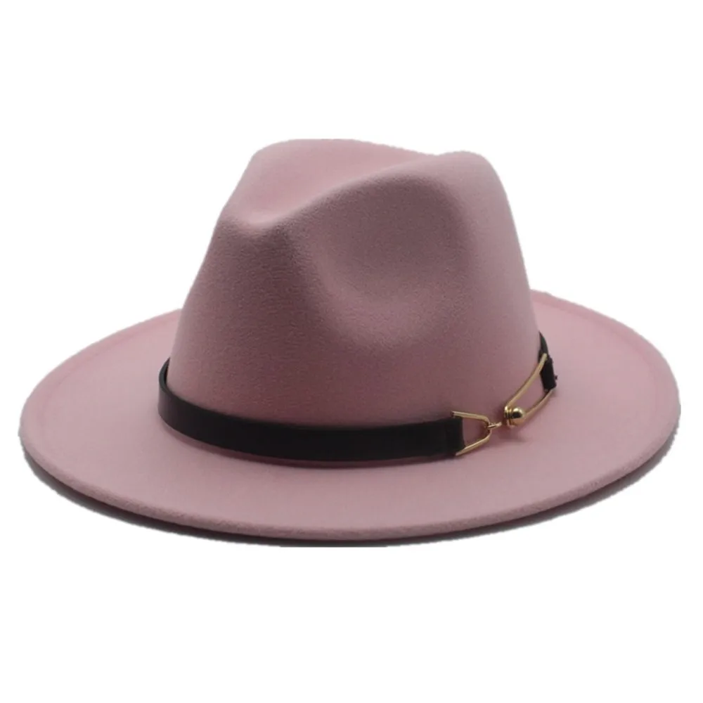 Новинка, мужская и женская оригинальная Шляпа Fedora, широкая шляпа, поп Панама джазовая, шляпа, Повседневная дикая шляпа, размер 56-58 см - Цвет: Pink