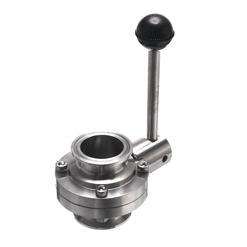

TOP 1-1/2 Inch 38Mm SS304 Sanitary Grade Stainless Steel 1.5 Inch Three-Clip Butterfly Valve Welding Butterfly Valv