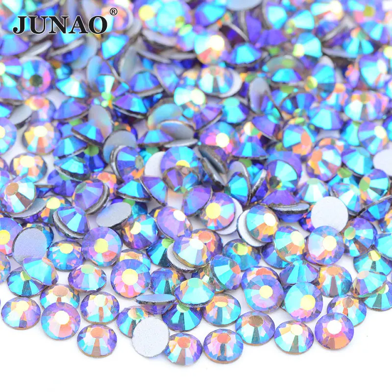 sewing material fabric JUNAO Wholesale ss6 ss8 ss10 ss12 ss16 ss20 ss30 Transparent AB Glass Flatback Rhinestone Non Hot Fix Strass Nail Crystal Stones sewing supply near me Fabric & Sewing Supplies