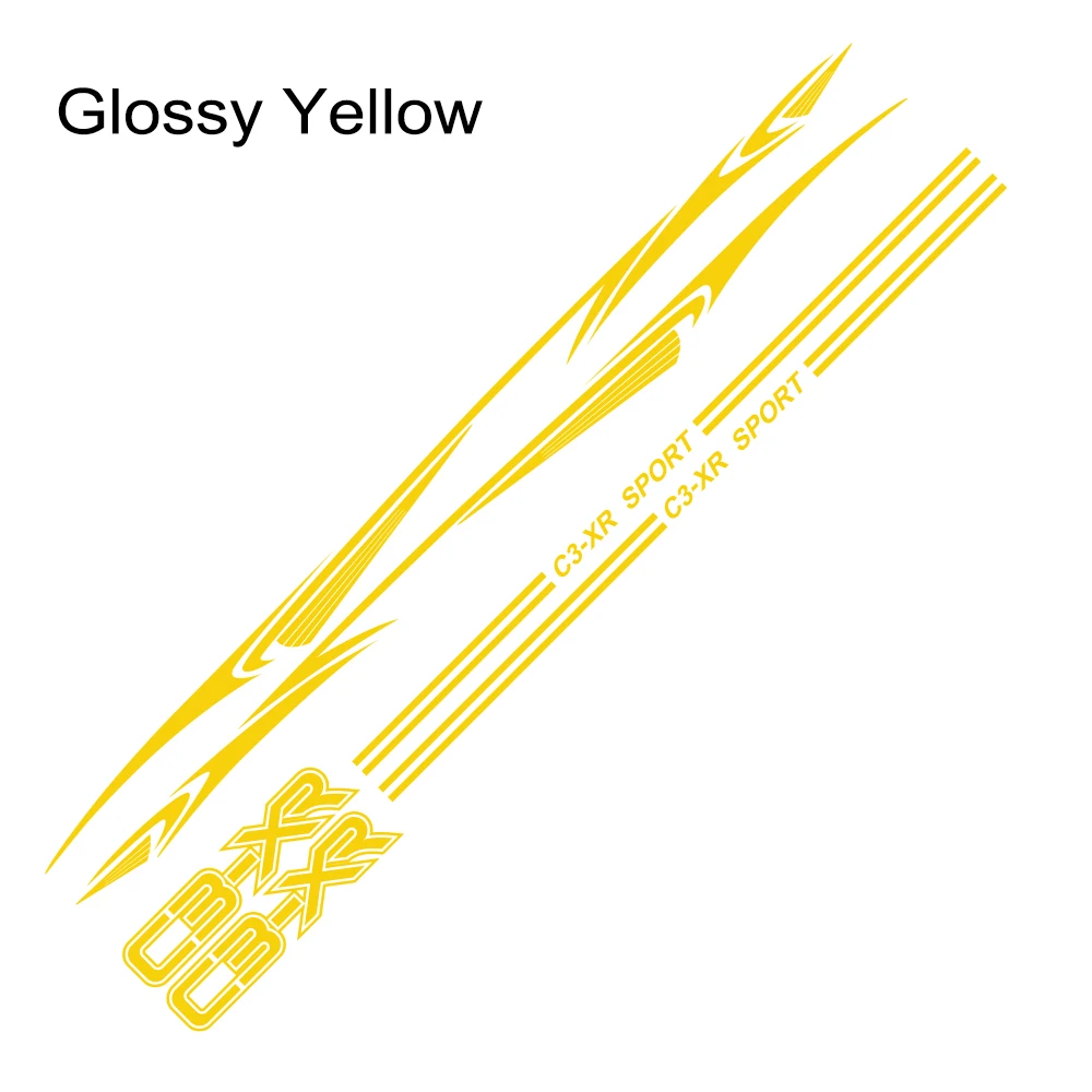 Glossy Yellow 2 шт. для Citroen C3-XR, длинные боковые наклейки на дверь автомобиля, стильные авто виниловые наклейки, DIY Стайлинг, тюнинг автомобилей, автомобильные аксессуары - Название цвета: Glossy Yellow