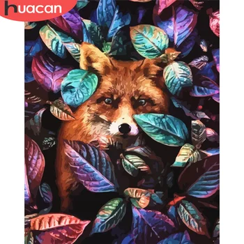 

HUACAN Paint By Number Fox Drawing On Canvas Gift DIY Pictures By Numbers Animal Kits Hand Painted Painting Art Home Decor