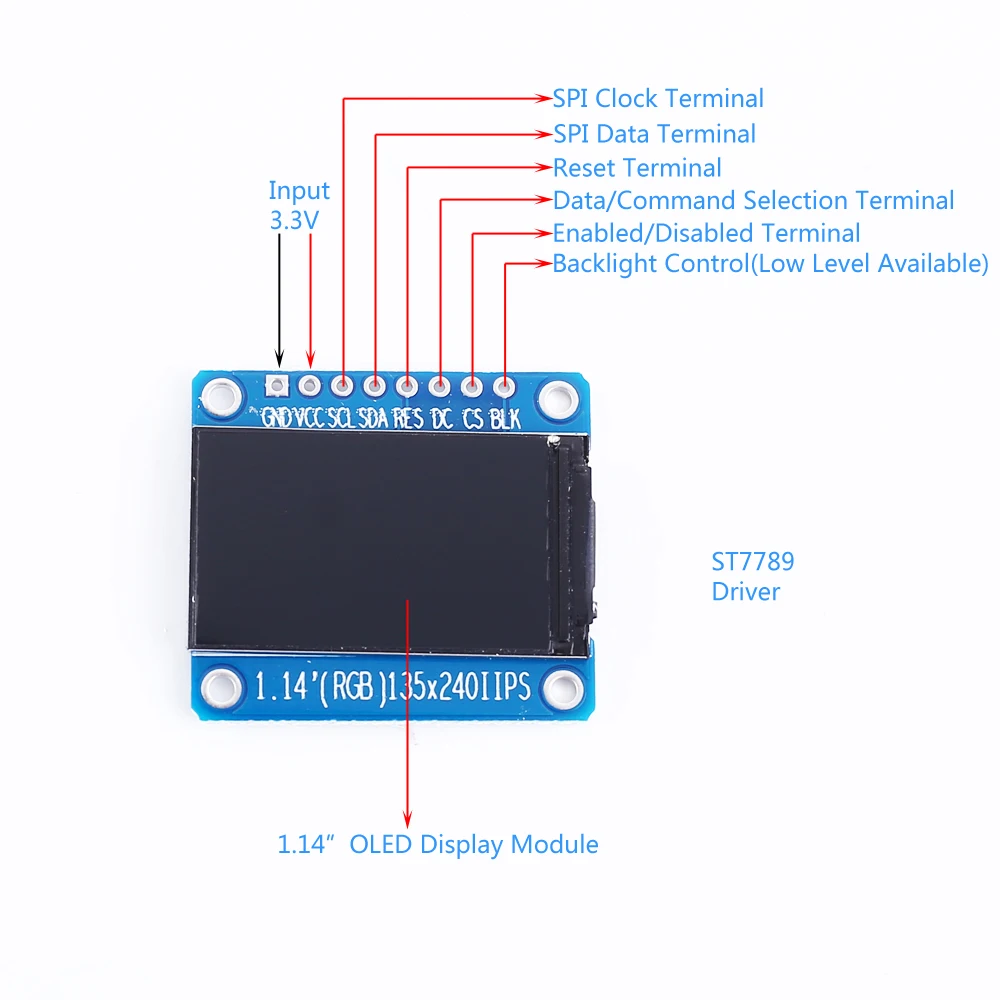 1,14 дюйма SPI 240x135 RGB TFT ЖК-дисплей модуль ST7789 драйвер 240*135 3,3 В