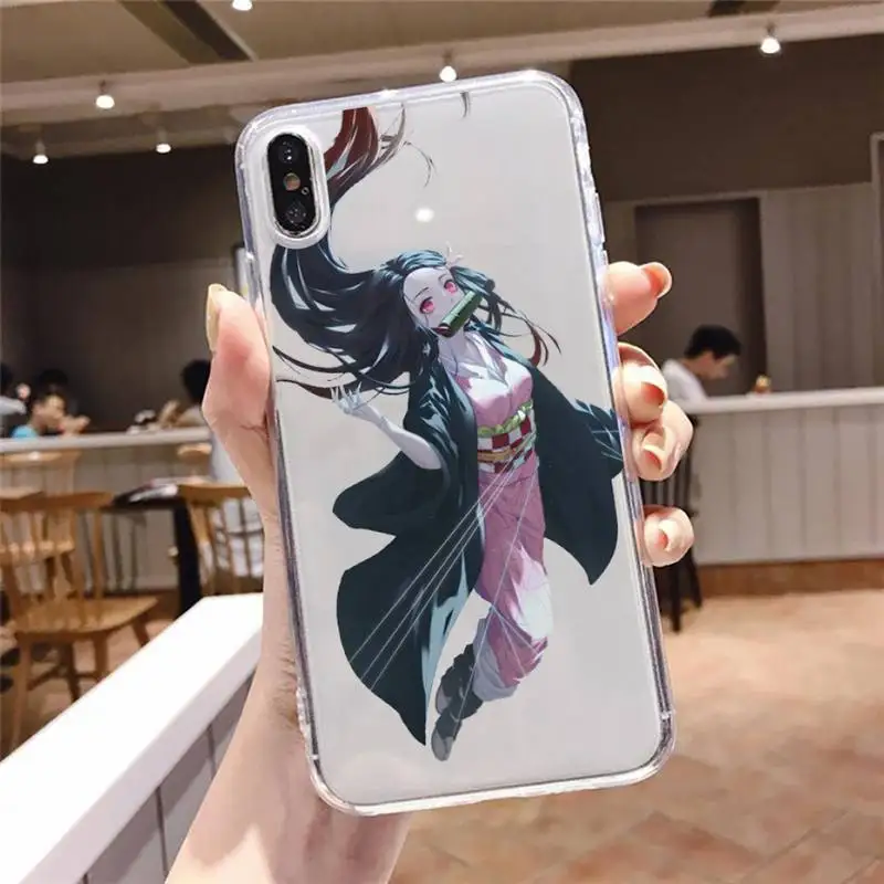 Kamado Nezuko Kimetsu No Yaiba Demon Slayer Phone Case Transparent For iphone se 6 6s 7 8 11 12 13 plus mini x xs xr pro max