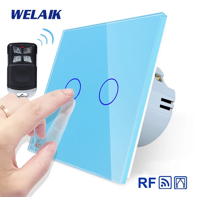 WELAIK ЕС переключатель штор RF 433 МГц стекло-панель Пульт дистанционного управления шторы сенсорный выключатель-настенные жалюзи переключатель AC250V A1923CLCWR01 - Цвет: Blue