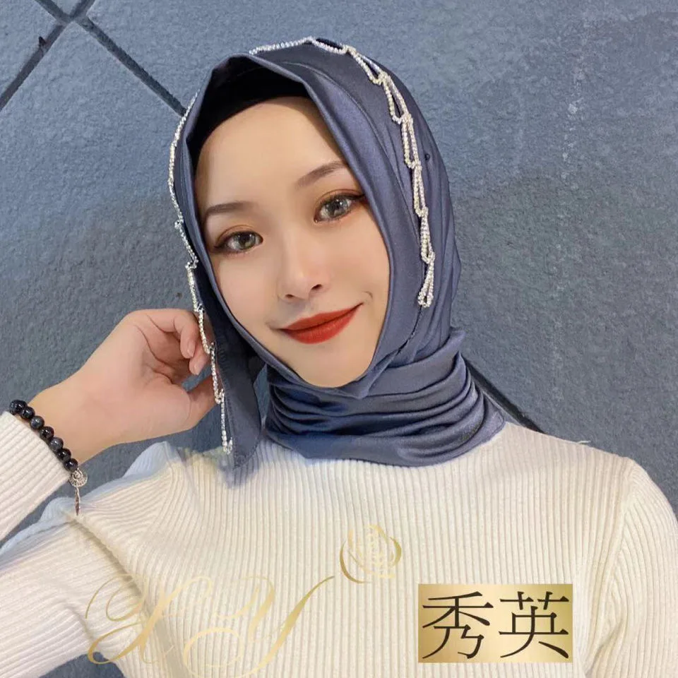 Moslem шали вышивка цветочный мусульманский женский хиджаб платок-шарф