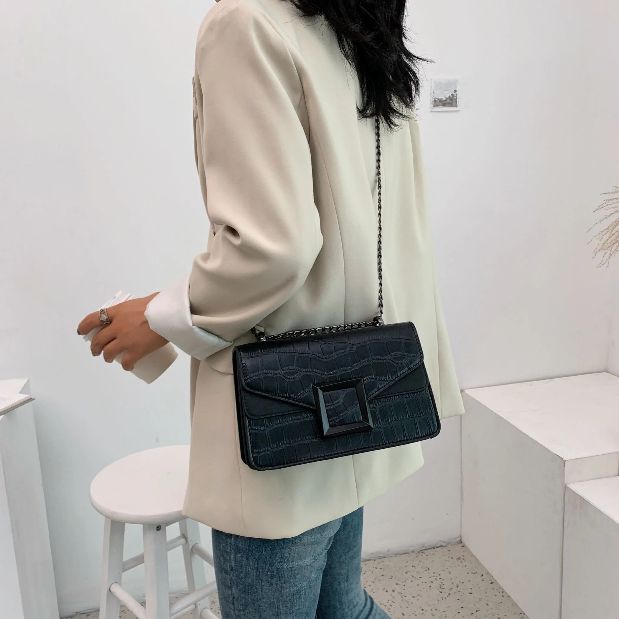  Stone Pattern PU Leather Crossbody Bags For Women 2020 Small Shoulder Messenger Bag Female Luxury C - 4000079326918