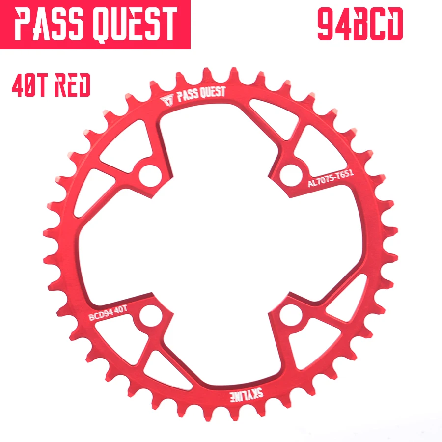 red 40T Pass Quest 94BCD MTB горный велосипед цепь колеса велосипеда узкая широкая Звездочка 32T 34T 36T 38T 40T коленчатая зубная пластина - Цвет: red 40T