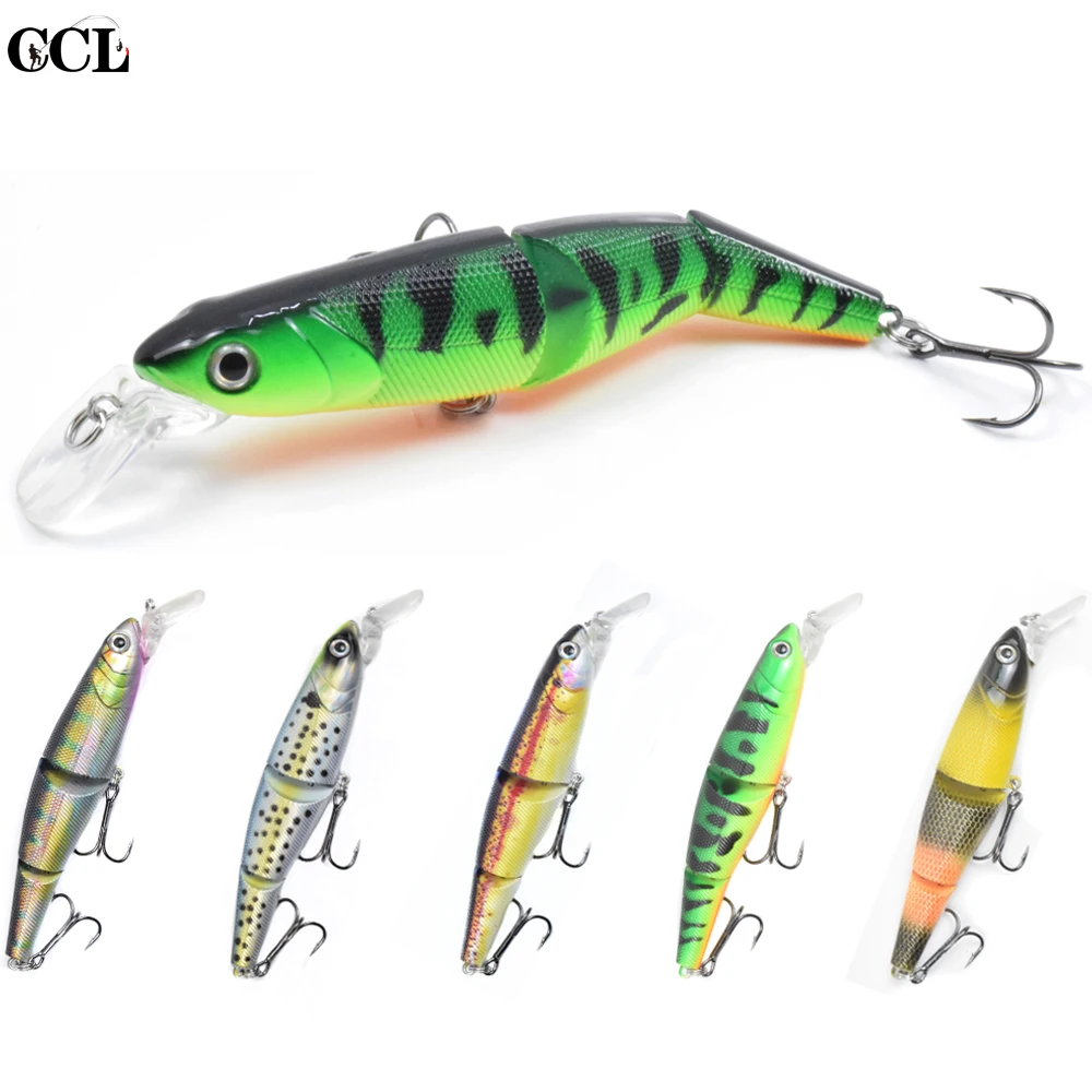 

12cm 16.8g Hard Wobblers Multi-Jointed Bionic Fishing Lures Floating Lip Swimbait 4# Treble Hooks for Ocean Lakes Rivers 3D Eyes