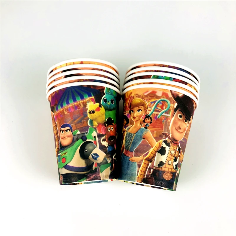 Disney Toy Story 4 Мальчик Дети украшения для вечеринки, дня рождения бумажные стаканчики и тарелки детский душ для 10 человек Одноразовые столовые принадлежности