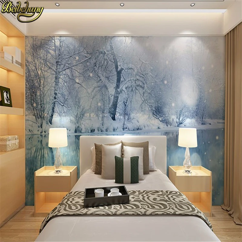 nature scenery landscape forest snow view papel de parede 3d large photo wall paper murals mural wallpaper for walls 3 d tapety