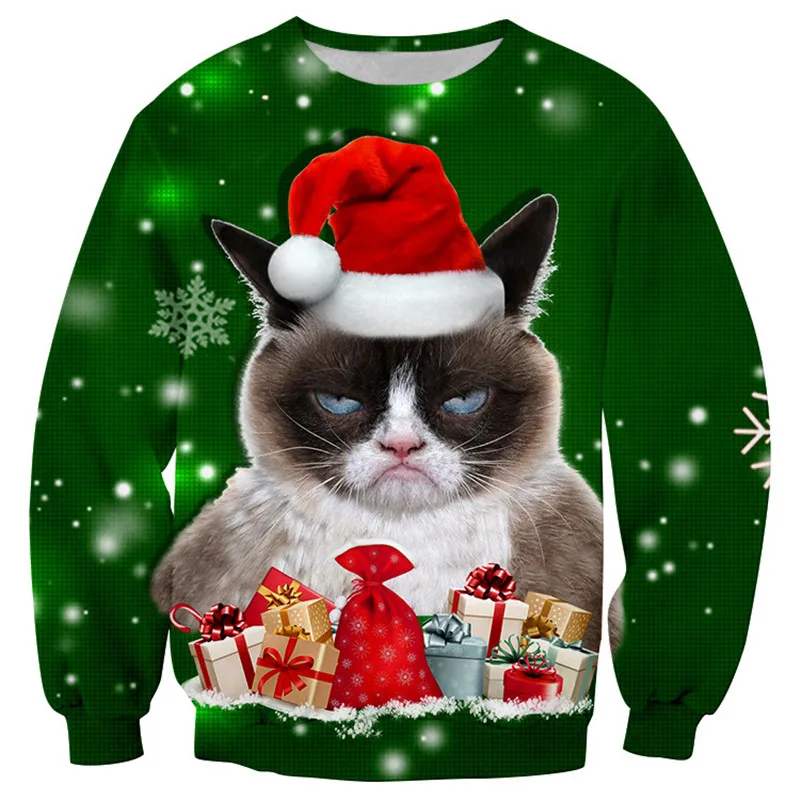 

Unisex Men Women 2019 Ugly Christmas Sweater For Holidays Santa Elf Christmas Funny Fake Hair Sweater Autumn Winter Blouses