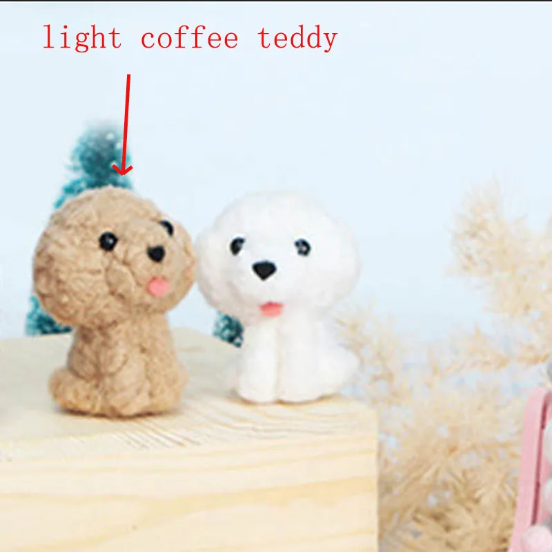 light coffee teddy Набор для творчества, материал, не обработанный, набор, шерсть, войлок, тык, включая инструменты, куклы, материал, посылка, 1 набор, забавная ручная работа - Цвет: light coffee teddy