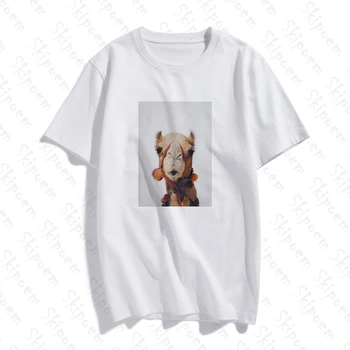 

Cute Animal Camel Bell Bell T-shirt Women Tumblr Vintage Korean Style Aesthetic Short Sleeve Plus Size Cotton Streetwear Clothes