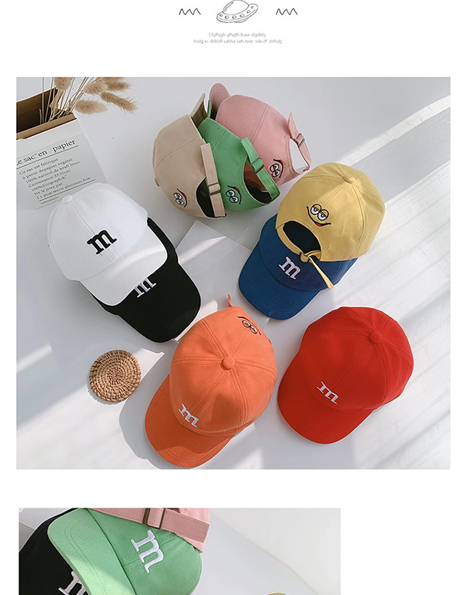 baby accessories basket Autumn Winter warm Baseball cap children's hat For lovely baby cotton breathable kids hats Girl Boy caps M Letter Embroidered baby accessories carry bag	