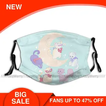 

Sailor Moon Mouth Face Mask Sailor Mewn Facial Mask with 2 Filters Polyester for Adult Funny Mask