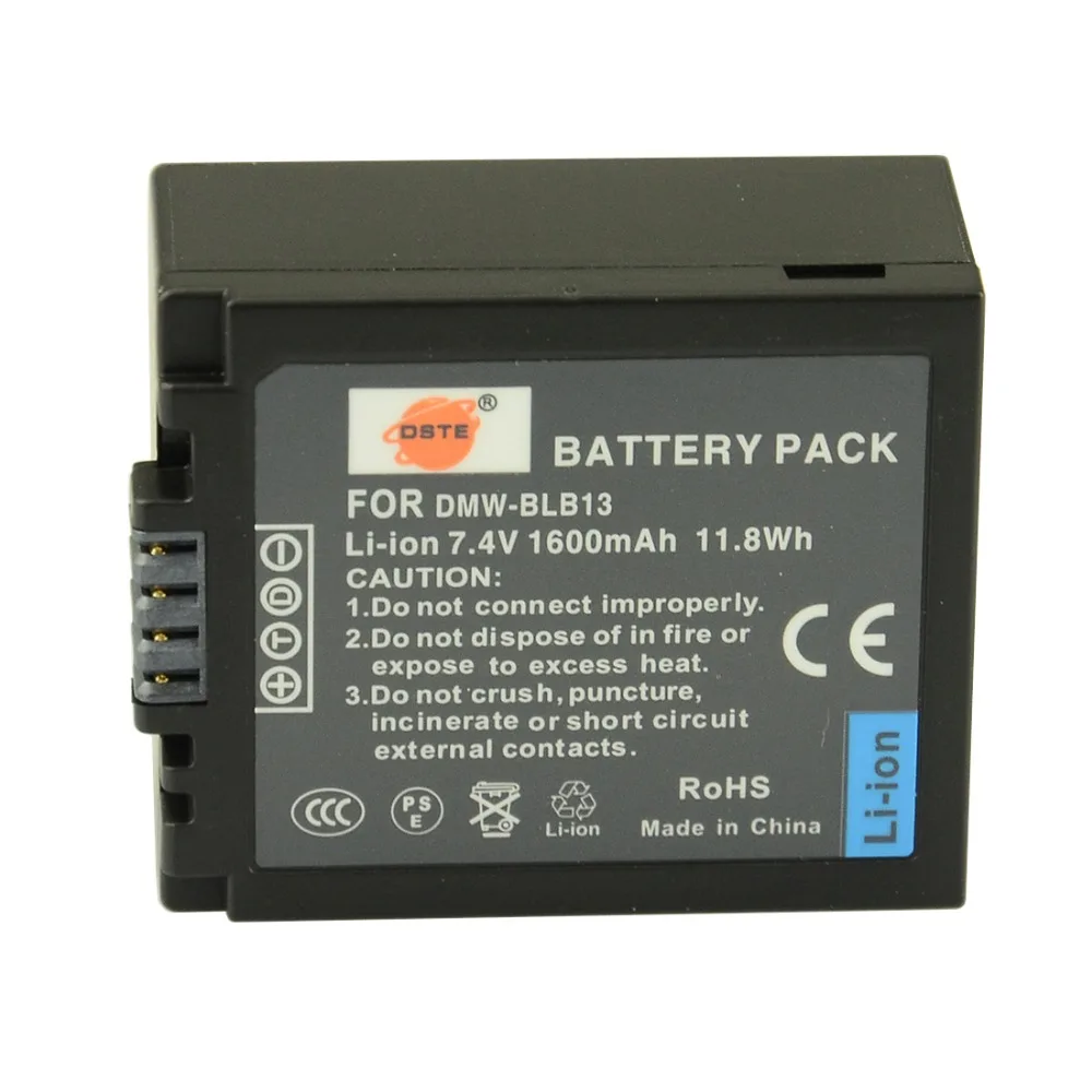 3pcs 1600mAh 7.4V DMW-BLB13E VW-BLB13 BLB13E DSTE DSLR Camera Battery LCD Dual Charger for Panasonic Lumix DMC-G1 G1 SLR - Цвет: 1Battery Only