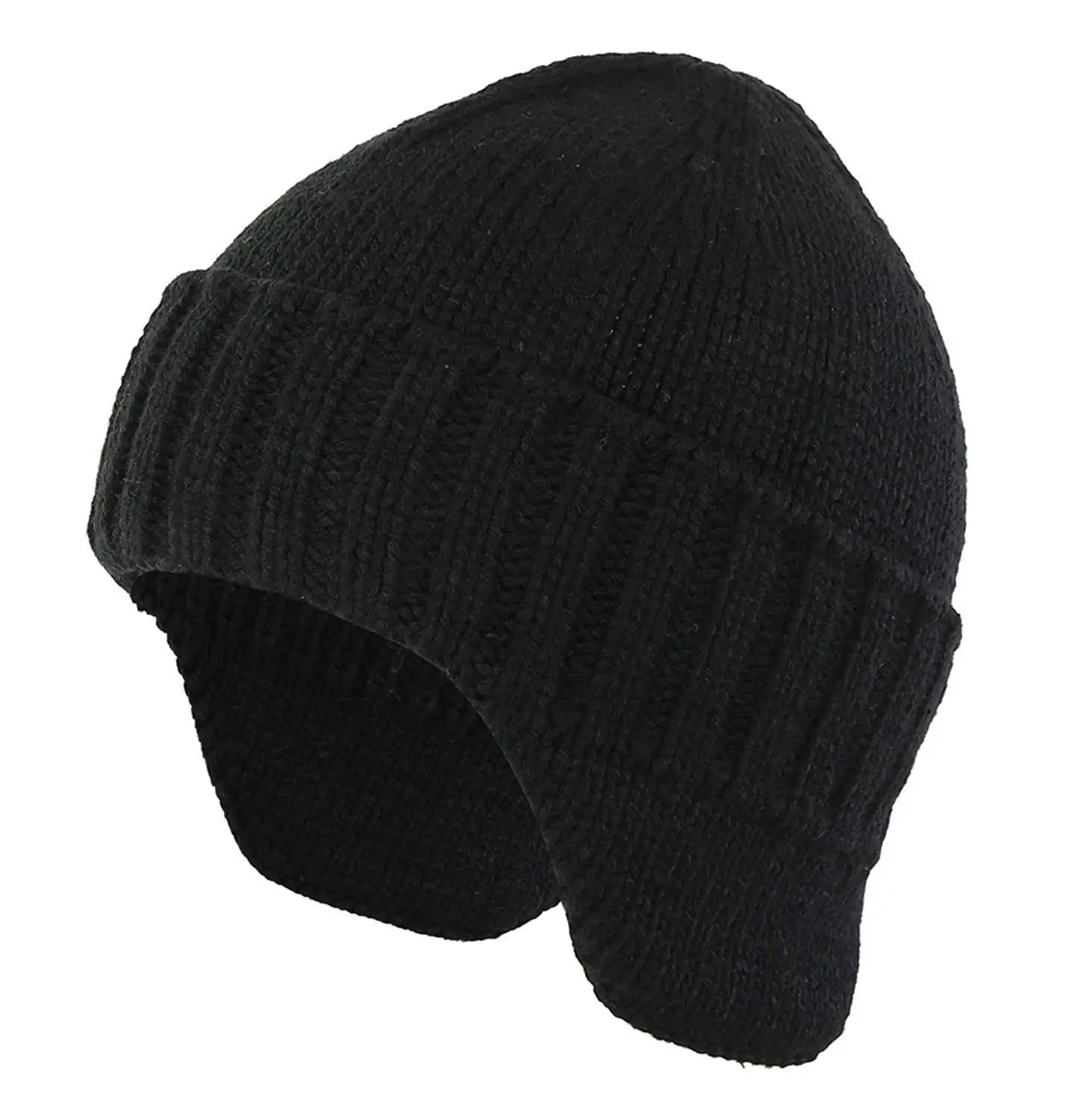 Connectyle Mens Classic Winter Tuque Knitted Skull Cap Earflap Hat Stocking Caps with Ears Warm Hat - Цвет: Black