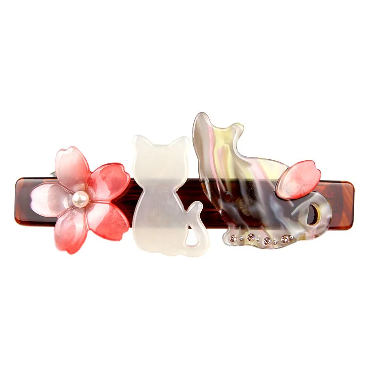 Romantic Flower Acetate Hair Clip For Women Fashion Brand Cartoon Cat Hairpin Barrettes Classic Hair Accessories Head Wear - Цвет: B122 Colour