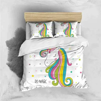 

Cartoon Unicorn Bedding Set Single Bed Set Dovet Cover Set Cartoon Kids Luxury Bedding Home Textile