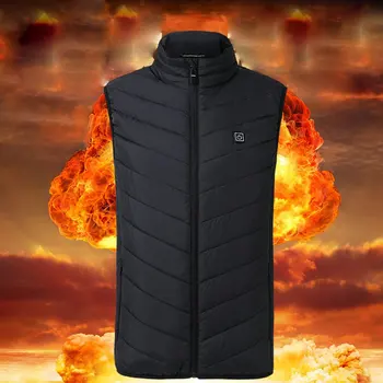 

Men's Electric Heated Warm Cotton Vest USB Heating Vest Winter Thermal Cloth Feather Camping Hiking Warm Hunting Jacket