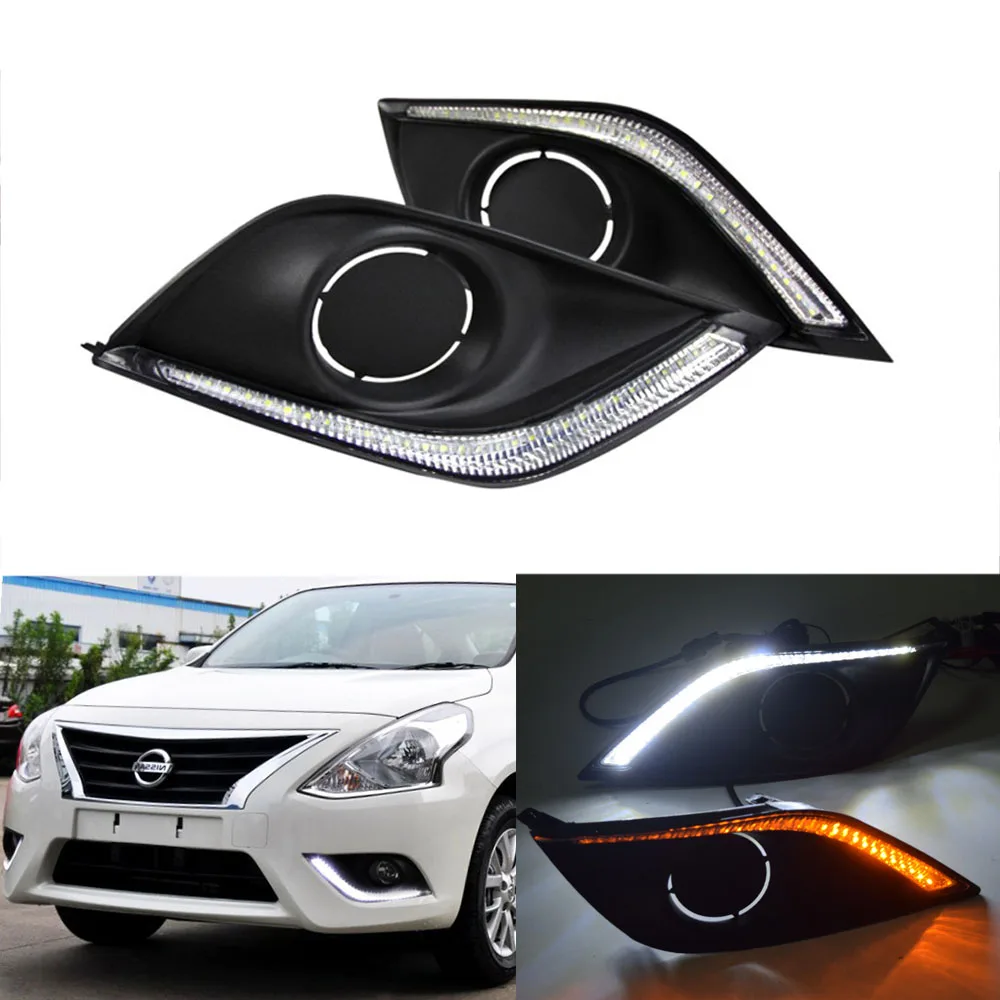 

Switchback Dual Color White & Amber LED Daytime Running Lights DRL Kit with Turn Signal For Nissan Versa Sunny 2015-2018