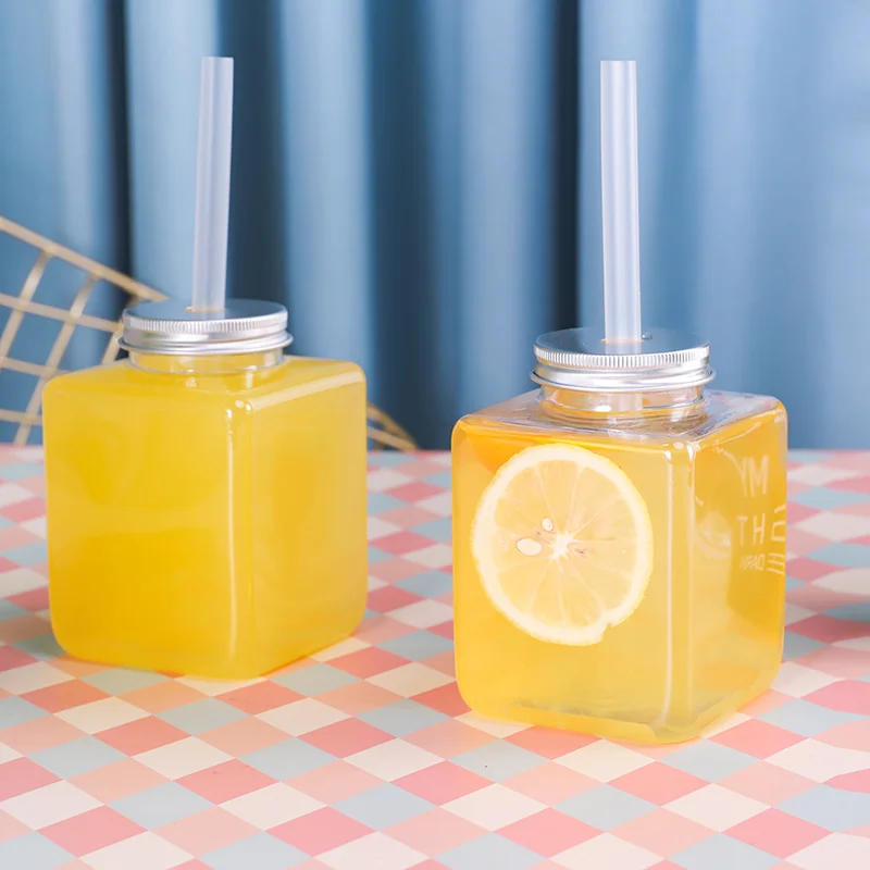 40pcs/lot Mason Jars Storage Beverage Bottles Plastic Transparent Empty Aluminum Screw Cap Refillable Bottle Travel Portable