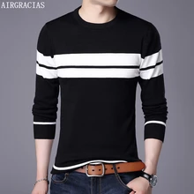 AIRGRACIAS Sweater Men Autumn Winter Warm Mens Knitted Sweaters striped Casual O-Neck Pull Homme Cotton Pullover For Man AIRGRACIAS Sweater Men Autumn Winter Warm Mens Knitted Sweaters striped Casual O-Neck Pull Homme Cotton Pullover For Man
