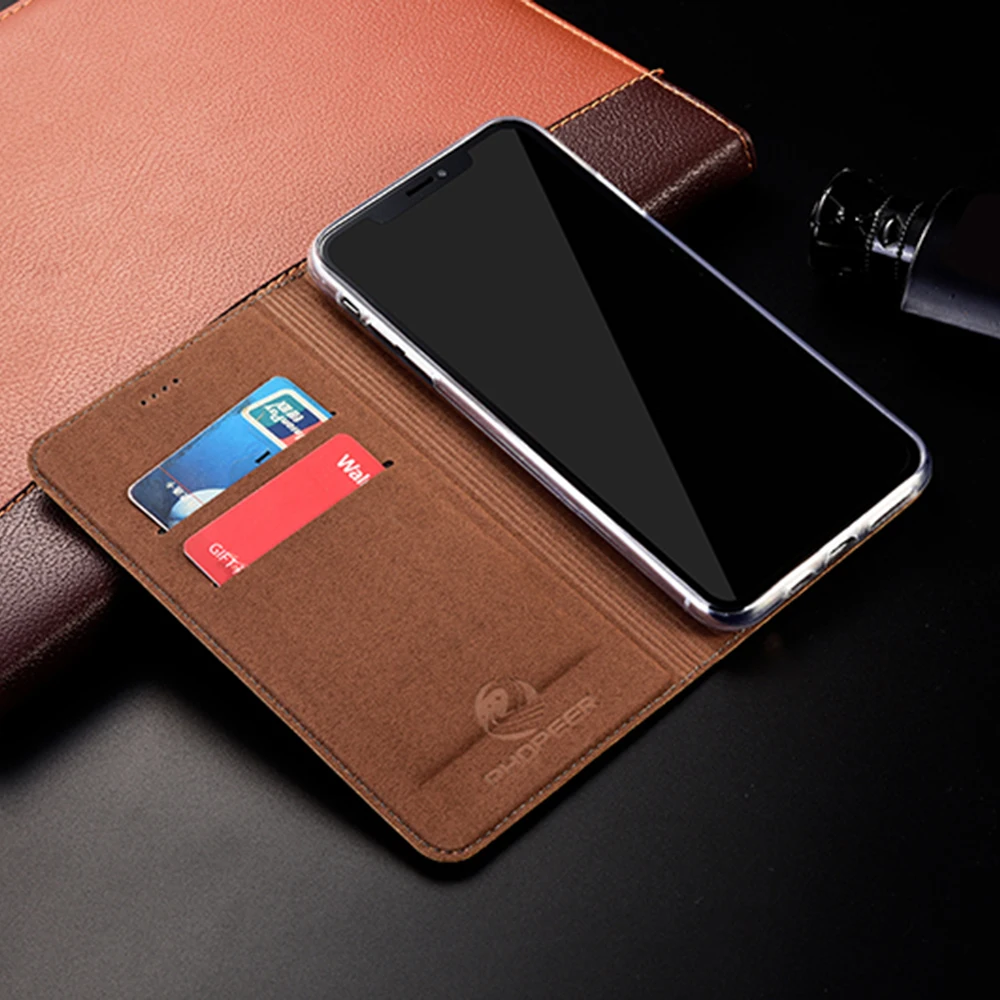 Magnet Natural Genuine Leather Flip Wallet Phone Case Cover