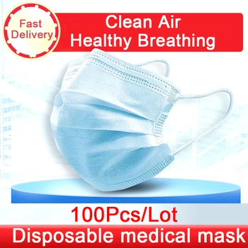 

10/20/50/100Pcs Antivirus 1 Disposable Mask Virus Nonwove 3 Layer Ply Filter Mouth Face Mask Dust BFE95 Meltblown Mouth Masks